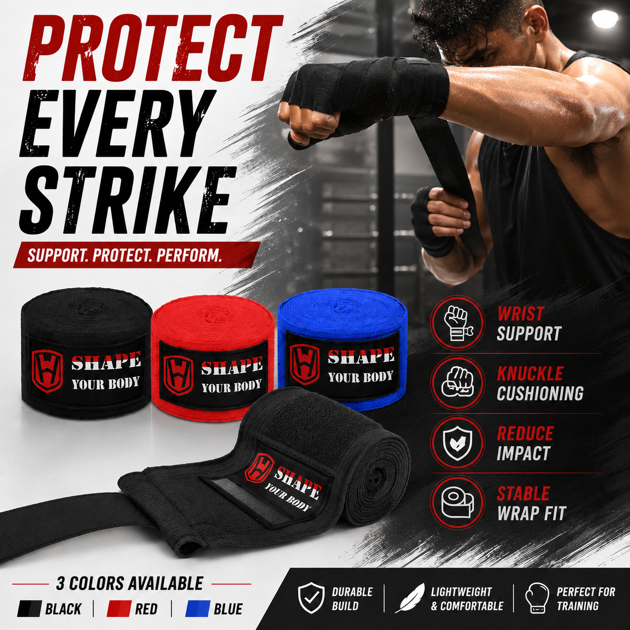 2PCS Boxing Hand Wraps 3M 5M B - Wrist Wrap Support avaliação e preço