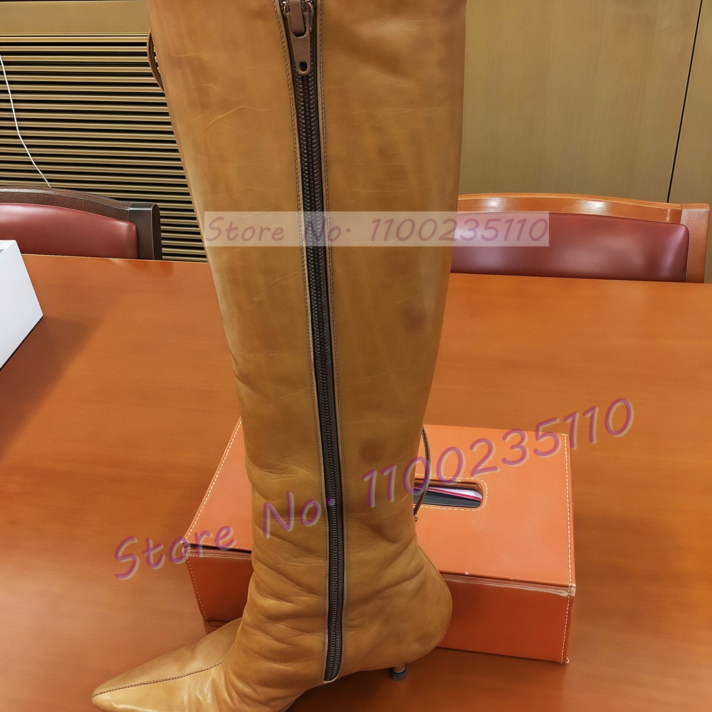 Tan Cross Tied Knee High Boots - Crossfit Outfit avaliação e preço